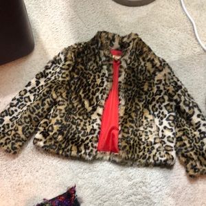 Leopard faux fur jacket like new